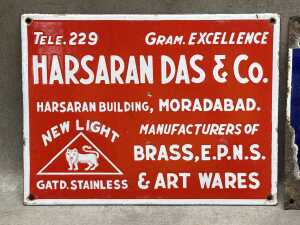 Two enamel signs including Harsaran Das & Co. - 2