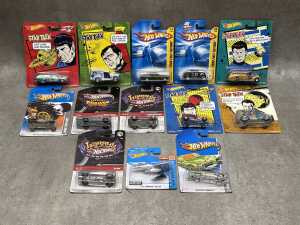 Hot Wheels die-cast collectible cars, including Star Trak