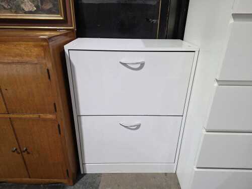 White two-drawer shoe cabinet