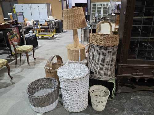 Twelve-piece cane basket group