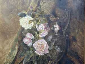 W. Shiels (possibly) (working 1900s), (Still life with roses and ewer) 1905, oil painting on canvas - 2