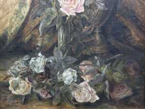 W. Shiels (possibly) (working 1900s), (Still life with roses and ewer) 1905, oil painting on canvas - 3