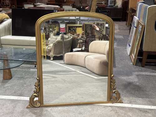 Gilt-framed wall / over mantle mirror