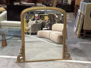 Gilt-framed wall / over mantle mirror