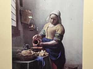 After Johannes Vermeer, The Milkmaid. Framed reproduction print on paper - 2