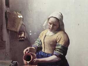 After Johannes Vermeer, The Milkmaid. Framed reproduction print on paper - 3