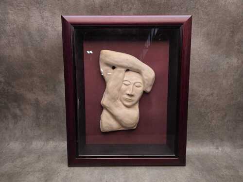 Plaster relief sleeping figure in shadowbox frame