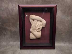 Plaster relief sleeping figure in shadowbox frame