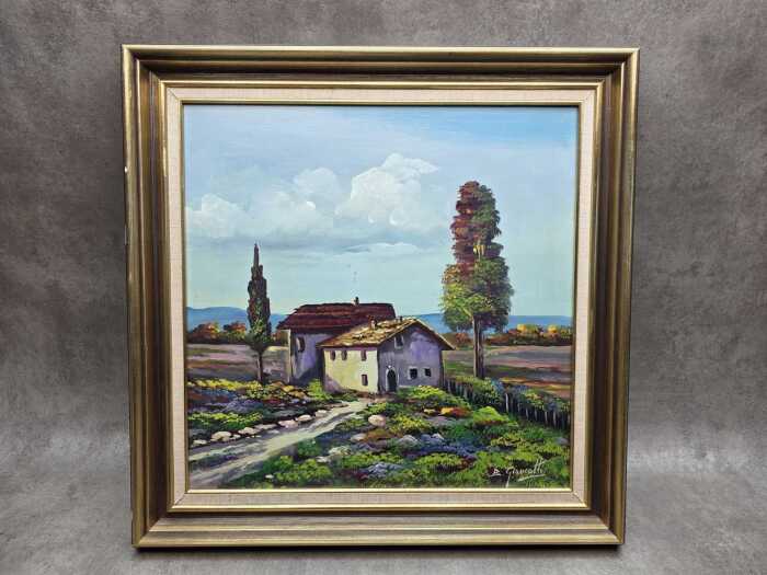 B. Giancotti, Italian rural scene. Oil painting on board
