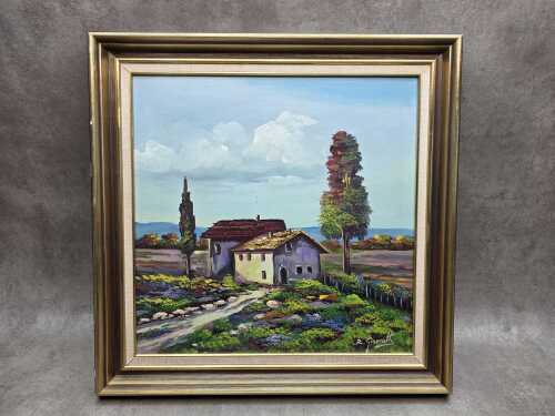 B. Giancotti, Italian rural scene. Oil painting on board