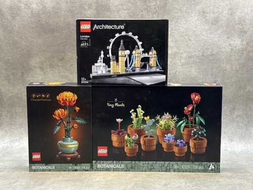 Three LEGO sets, including Botanicals