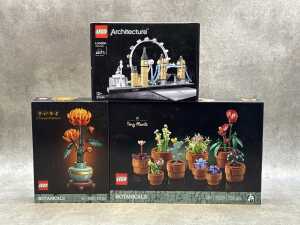 Three LEGO sets, including Botanicals