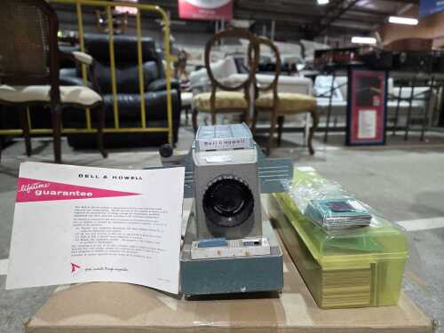 Vintage slide projector setup