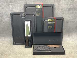 Group of knives & cutting boards