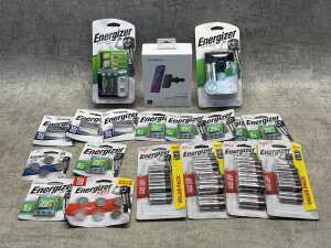 Group of mostly Energizer batteries