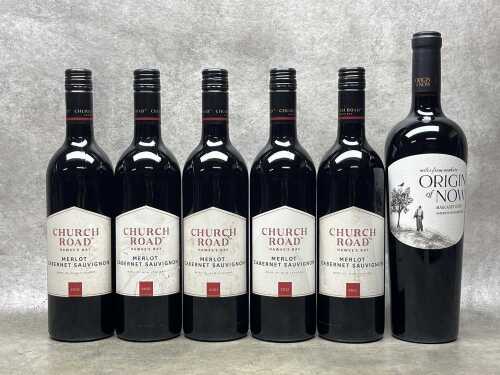 Mixed red wine, six bottles