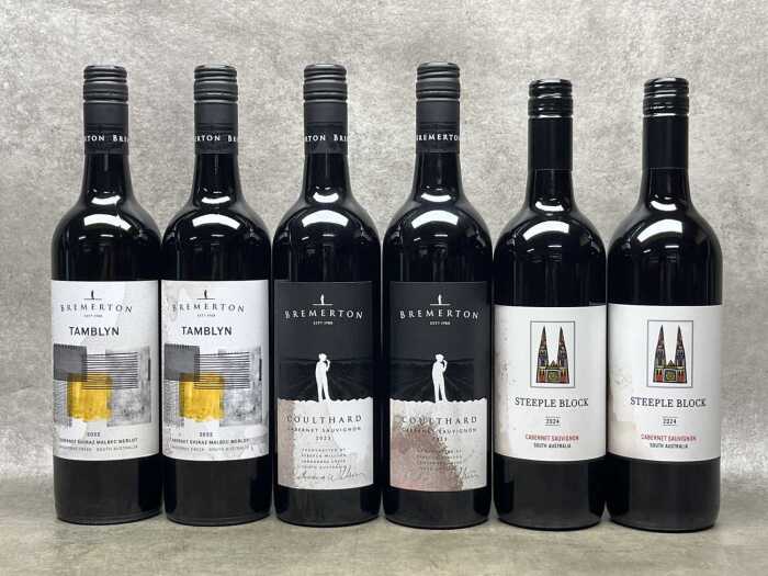 Mixed red wine, six bottles