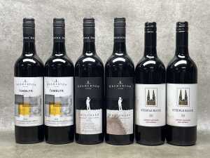 Mixed red wine, six bottles