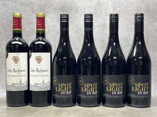 Mixed red wine, six bottles