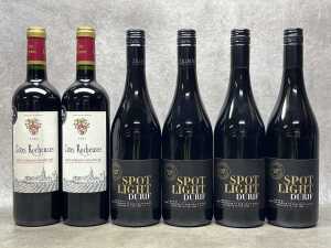 Mixed red wine, six bottles