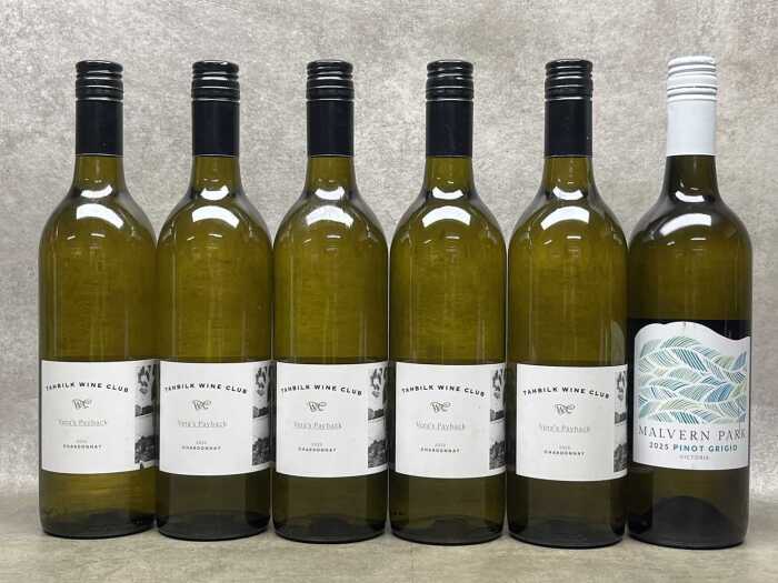 Mixed white wine, six bottles