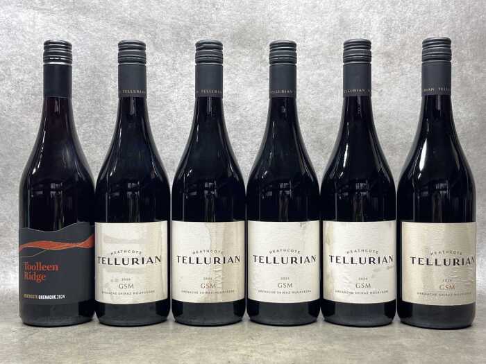 Mixed red wine, six bottles