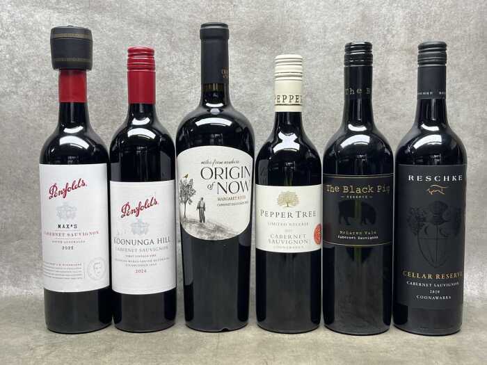 Mixed Cabernet Sauvignon, six bottles