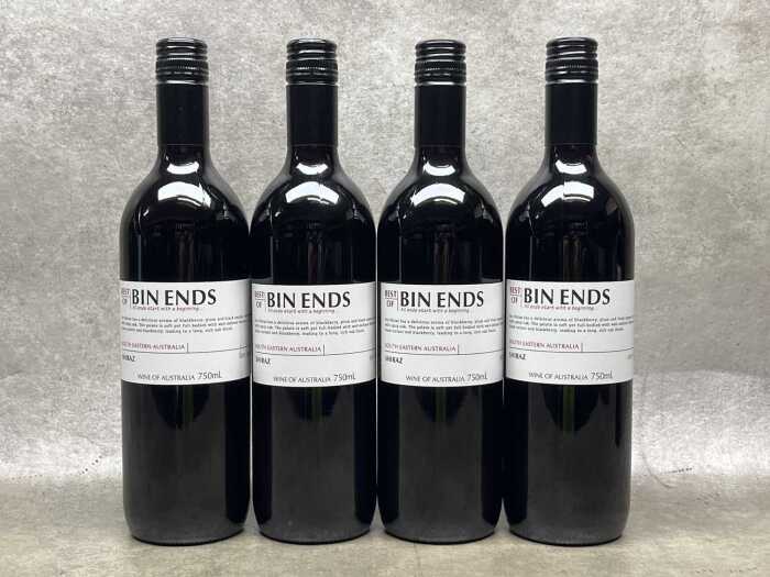 Bin Ends Shiraz (2021), four bottles