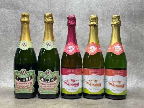 Mixed sparkling wine (0% ABV), five bottles