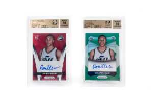 2 x Dante Exum Panini Prizm Rookie Autographs Red and Green Beckett 9.5/Autograph 10