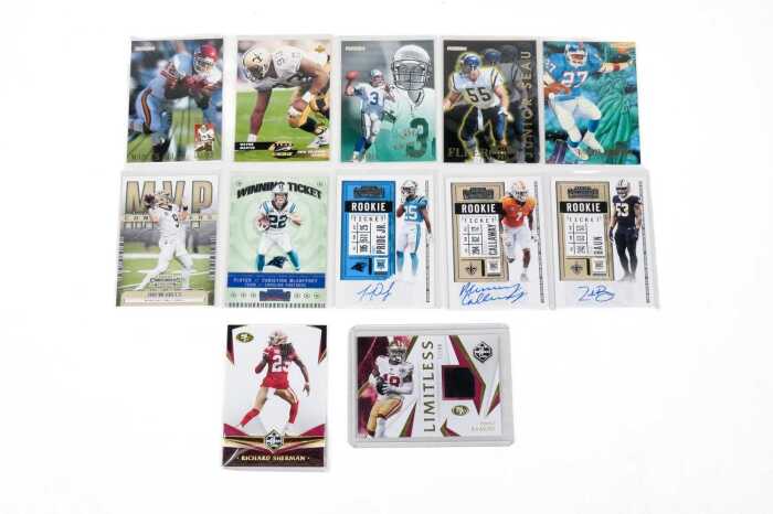 NFL trading cards, including Samuel Patch