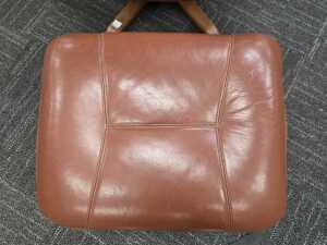 Artifex brown leather reclining armchair with footstool - 3