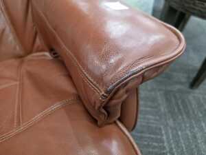 Artifex brown leather reclining armchair with footstool - 4