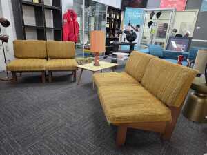 Set of four yellow upholstered mid-century chairs - 2