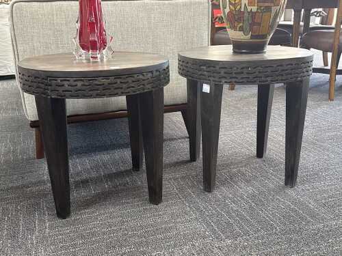 Pair of carved timber bedside tables