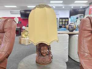 Carved timber table lamp - 2
