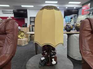 Carved timber table lamp - 3
