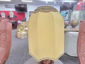 Carved timber table lamp - 4