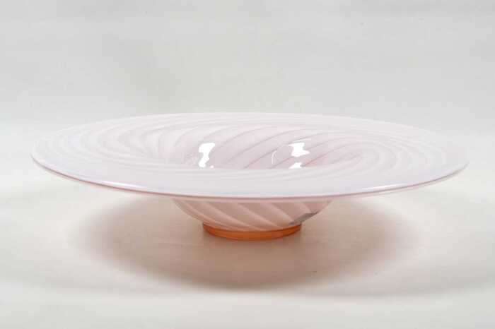 Murano-style pink swirl centrepiece bowl