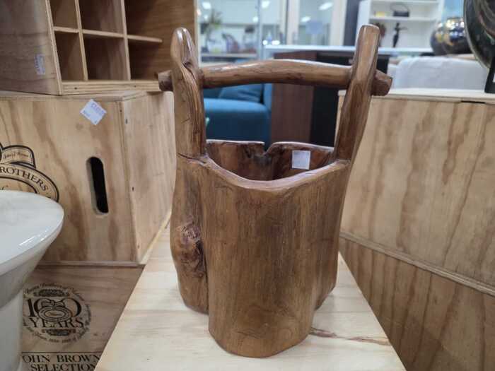 Carved natural timber bucket