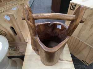 Carved natural timber bucket - 2