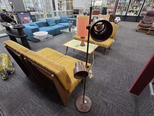 31 · Chocolate brown twin floor lamp with adjustable heads