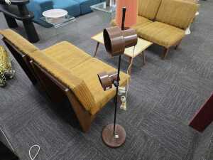 Chocolate brown twin floor lamp with adjustable heads - 2