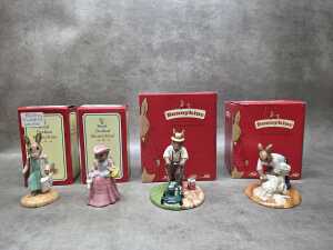Four Royal Doulton 'Bunnykins' porcelain figures, all with boxes