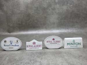 Four porcelain English porcelain dealer plaques