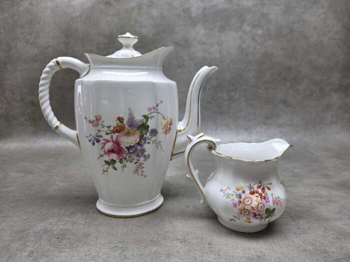 Royal Crown Derby 'Derby Posies' porcelain teapot and milk jug