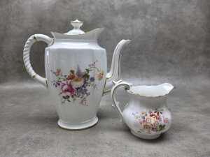 Royal Crown Derby 'Derby Posies' porcelain teapot and milk jug