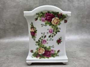 Royal Albert 'Old Country Roses' porcelain mantel clock, together with pair of trinket boxes - 3