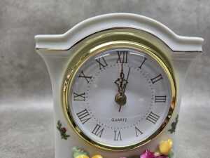 Royal Albert 'Old Country Roses' porcelain mantel clock, together with pair of trinket boxes - 4