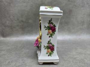 Royal Albert 'Old Country Roses' porcelain mantel clock, together with pair of trinket boxes - 6